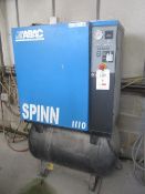 ABAC Spinn 1110 receiver mounted air compressor s/n: 324809 0004, run hours 9676 (2007) NB: This