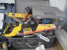 Toolbox with assorted handtools including