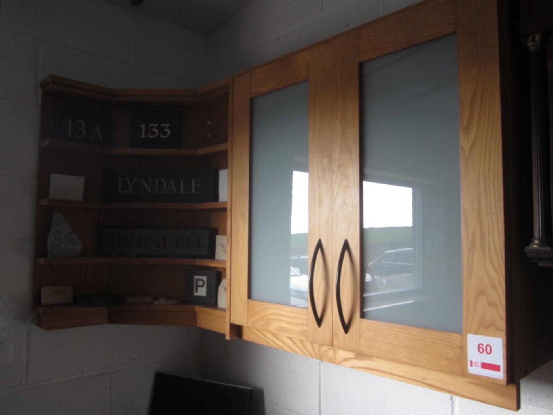 Wall mounted kitchen display comprising of double glazed units, 4 x corner shelves, approx. - Image 2 of 2
