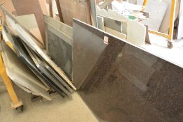 Quantity of assorted stone sheet stock, as lotted, to include Stellar Blanco, Gris, AJJ Ariel