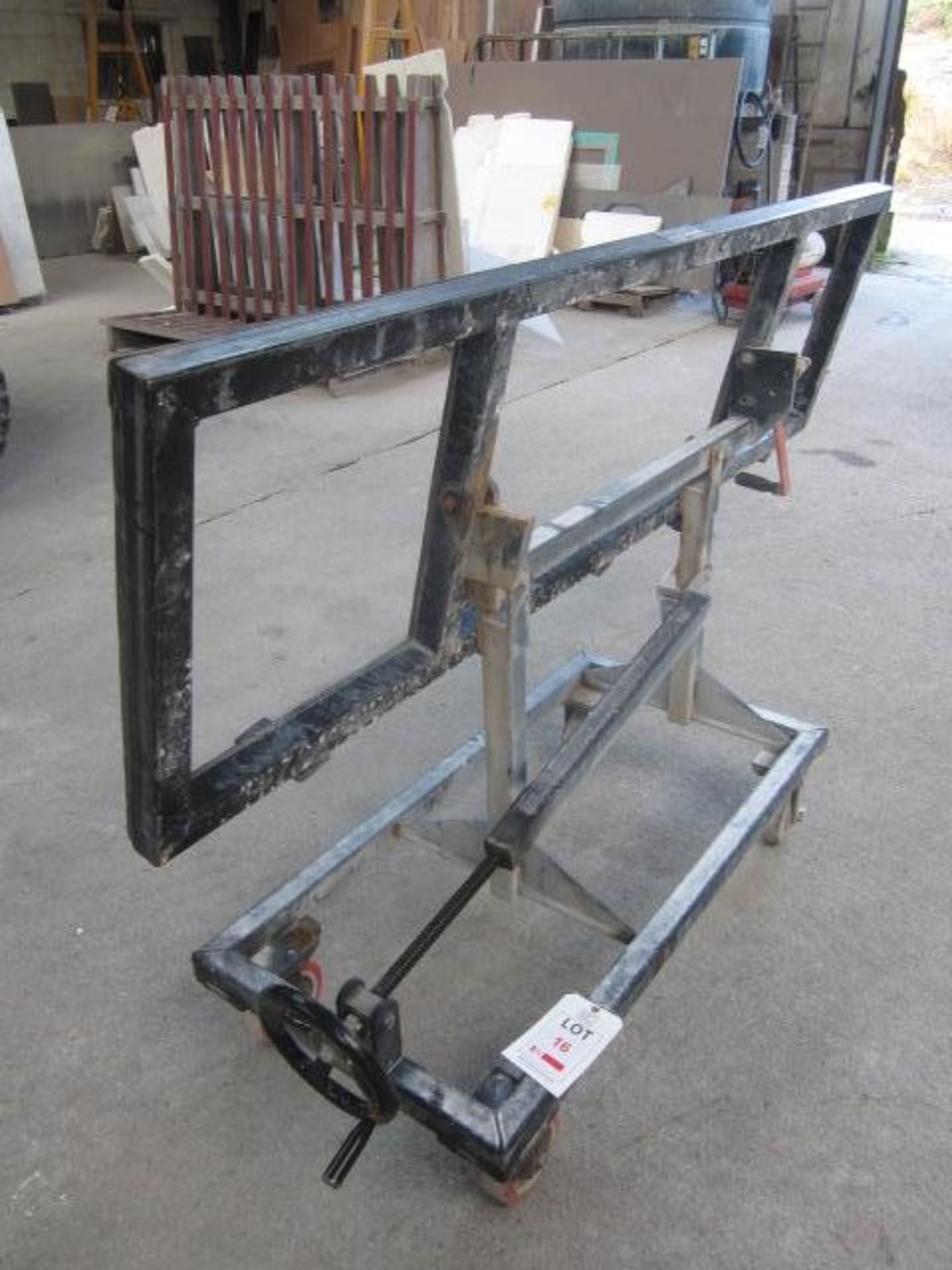 Steel framed slab trolley with adjustable lift and tilt table