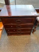 Dark wood 4 draw chest C/W 2 foot stalls