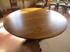 Circular dining room table with carved wooden pedestal 1200mm diameter