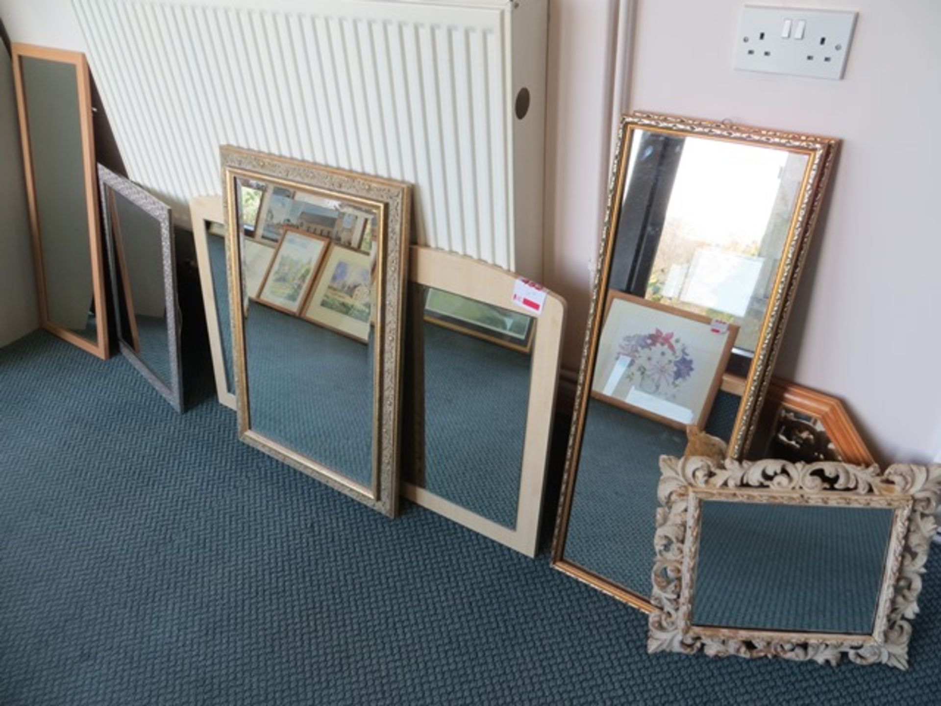 Nine various mirrors as lotted