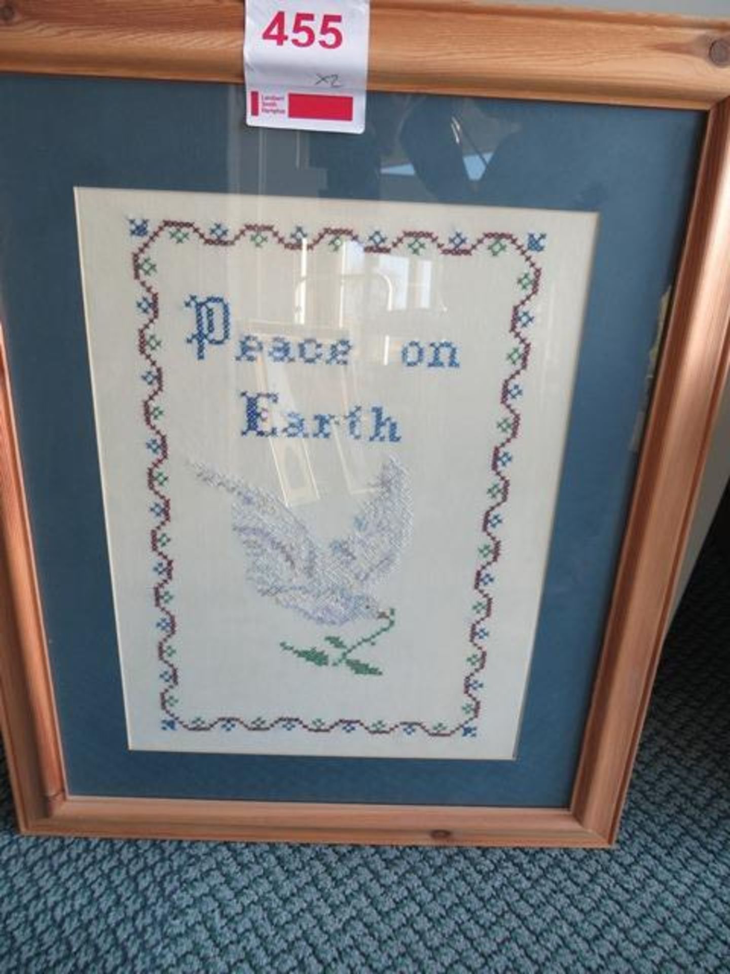 Framed flower tapestry Peace on earth