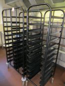 12 tier mobile tray storage unit & a 24 tier mobile tray storage unit