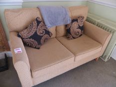 Two cloth seat sofa & two matching arm chairs