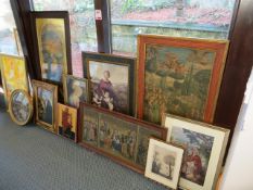 Twelve various framed prints of various religious scenes