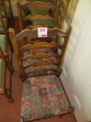 Three matching floral cloth dining chairs