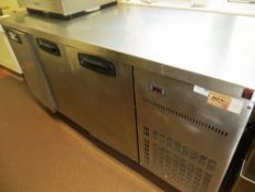 Unamed mobile stainless steel three door undercounter chiller with worktop