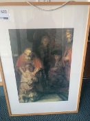 Large framed print of a religious scene