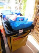 Rubbermaid 6183 mobile cleaning/Janitor trolley c/w accessories as lotted