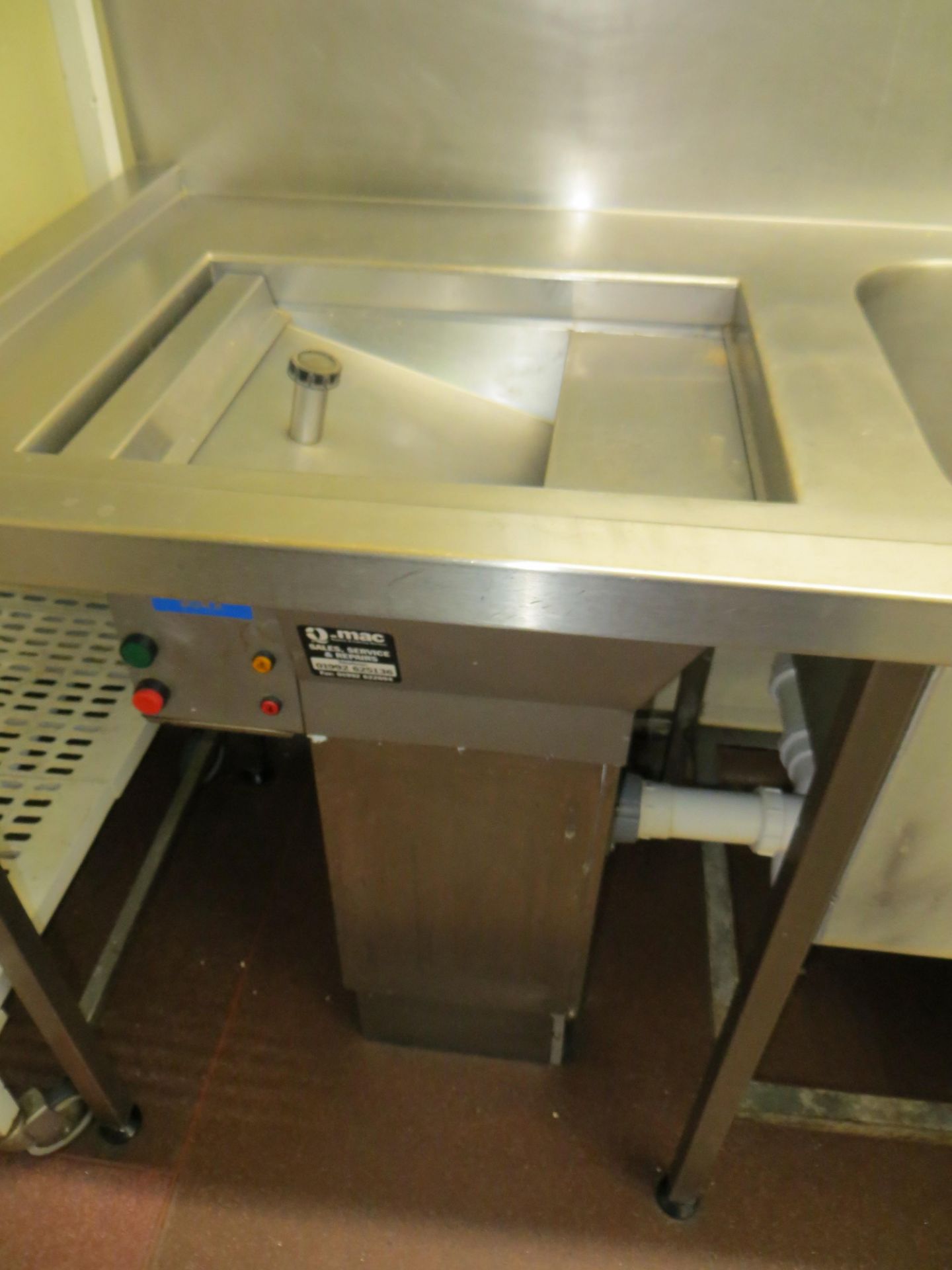 Stainless Steel double sink wash station 2400mm x 700mm c/w IMC 904X waste disposal unit - Image 2 of 2