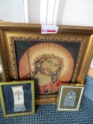 Three framed tapestries