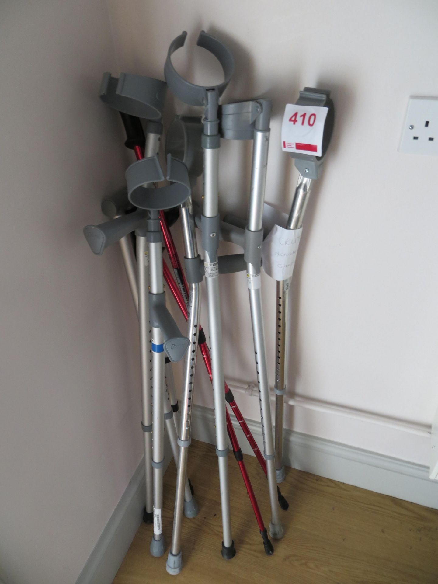 Various used crutches & walking sticks as lotted