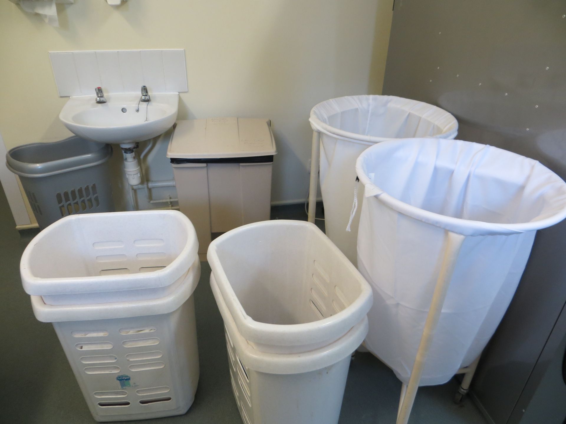 Contents of Laundry Room to include five mobile linen trollies, three mobile linen bins, one - Image 5 of 6