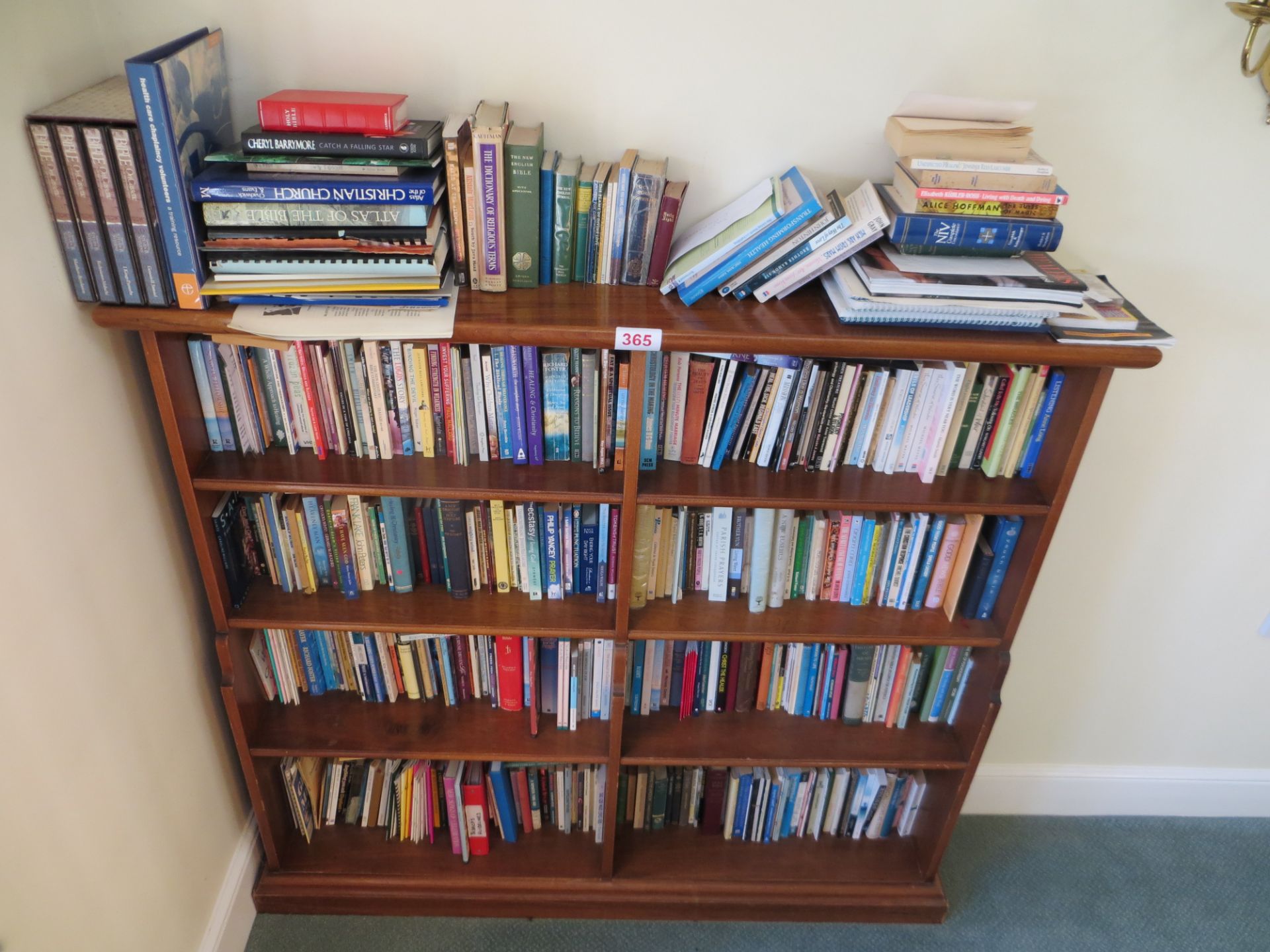 Book case & contents to include large number of religious books