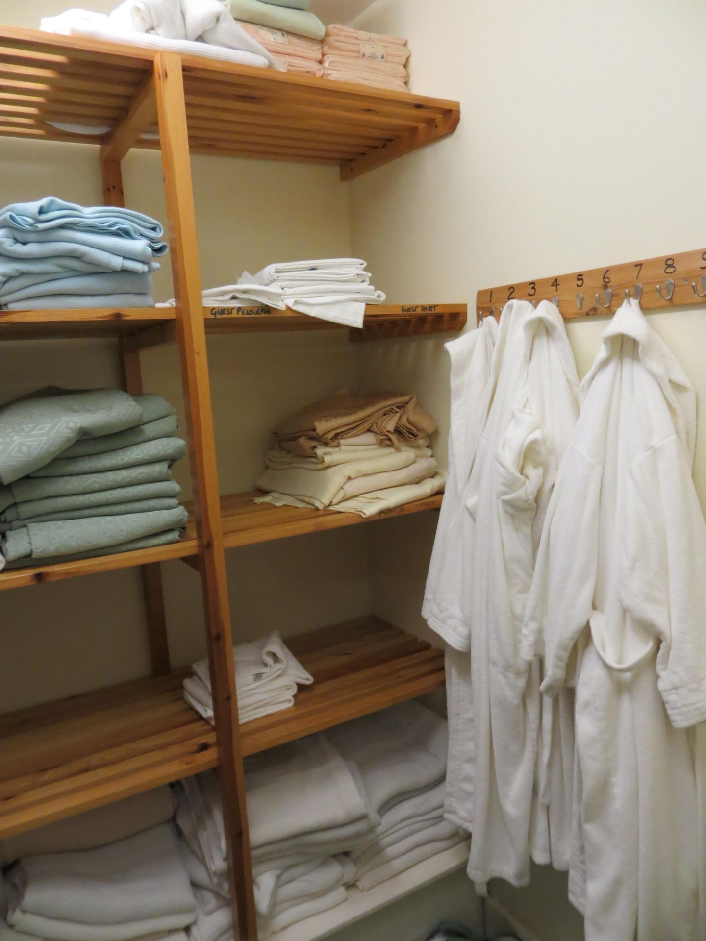 Contents of the Linen Room to include linen, pillows, quilts, bedsheets, robes, towels etc., as - Image 2 of 2