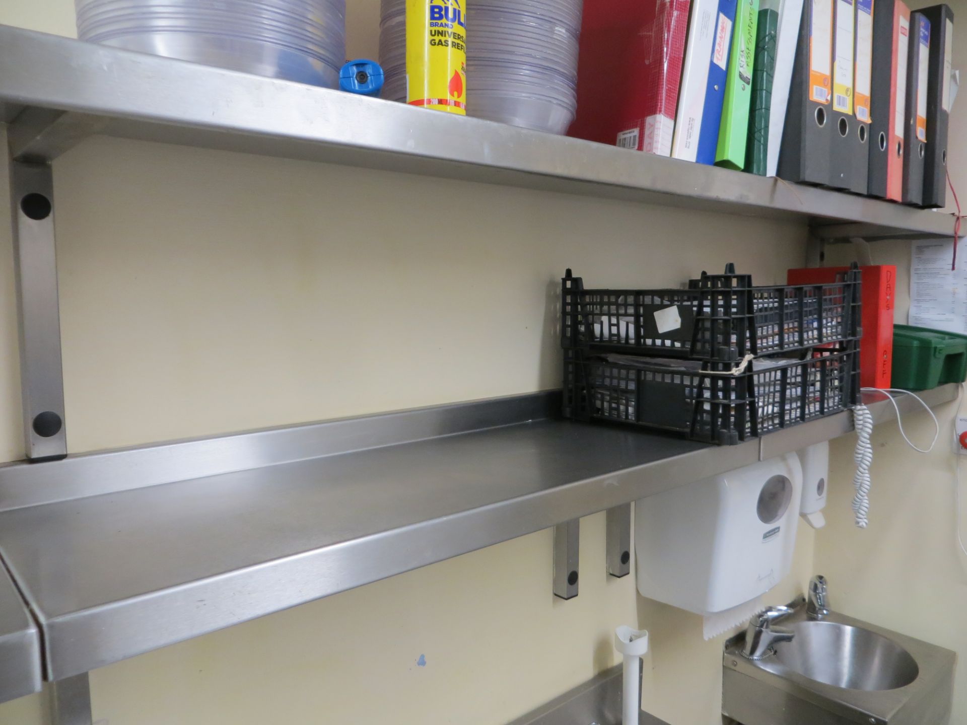 Six stainless steel shelves 2 x 1750mm x 300mm & 4 x 850mm x 300mm (excludes contents) - Image 2 of 2