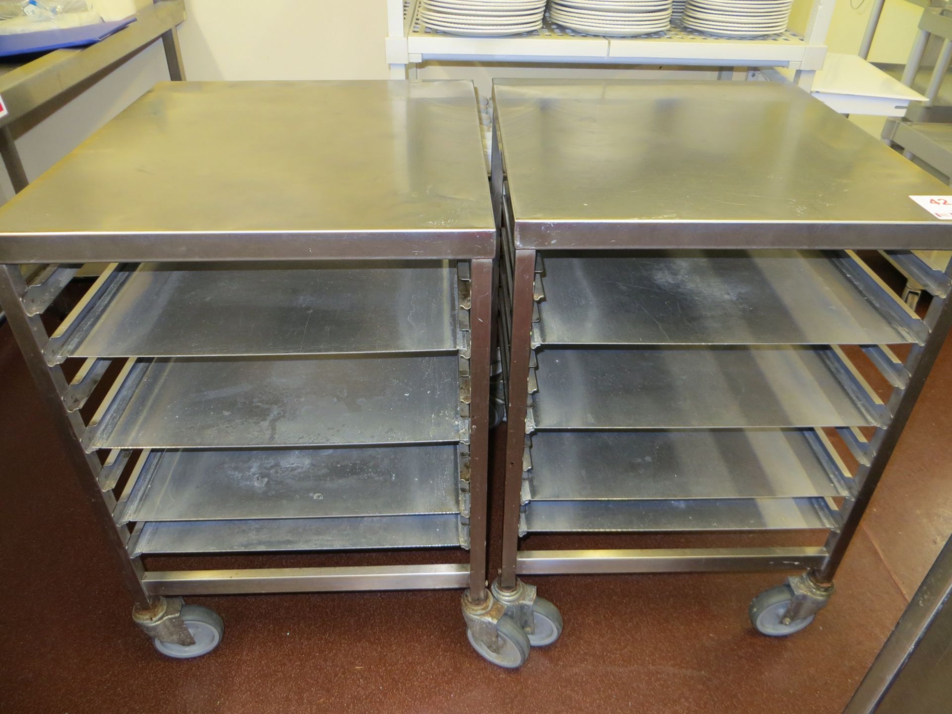 Two stainless steel tray units