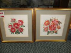 Two matching framed prints by Valeine Baines Rose Tango & Rose Picasso