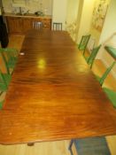 Oak extending dining room table fitted 5 claw legs with casters length 3.6m x 1.37m extended 2.5m x