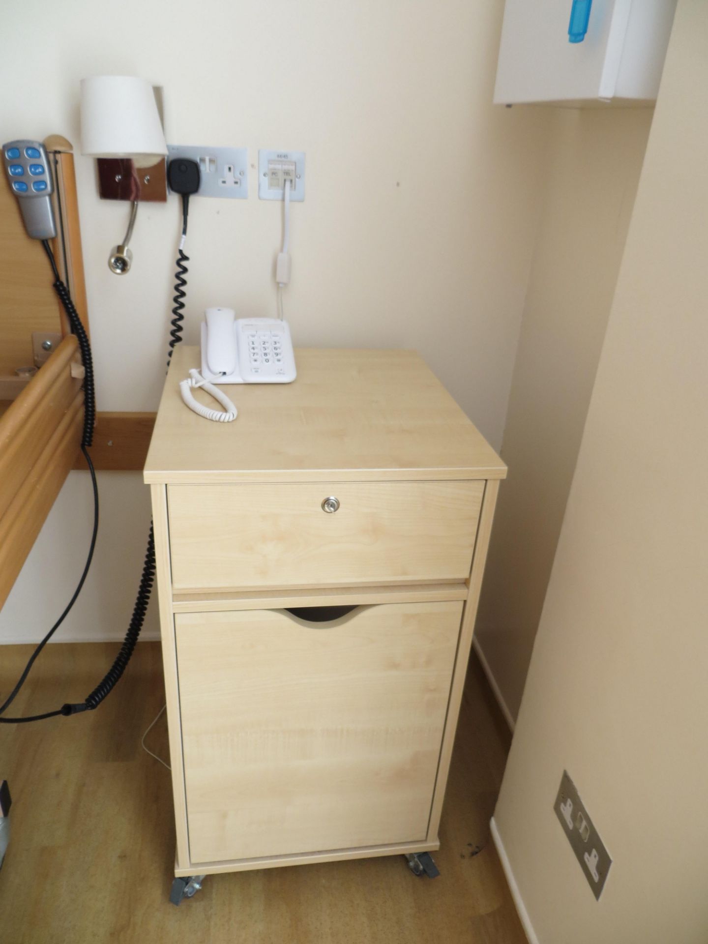 Contents of room Chestnut to include three drawer vanity table, wardrobe, two bedside cabinets, - Image 3 of 5