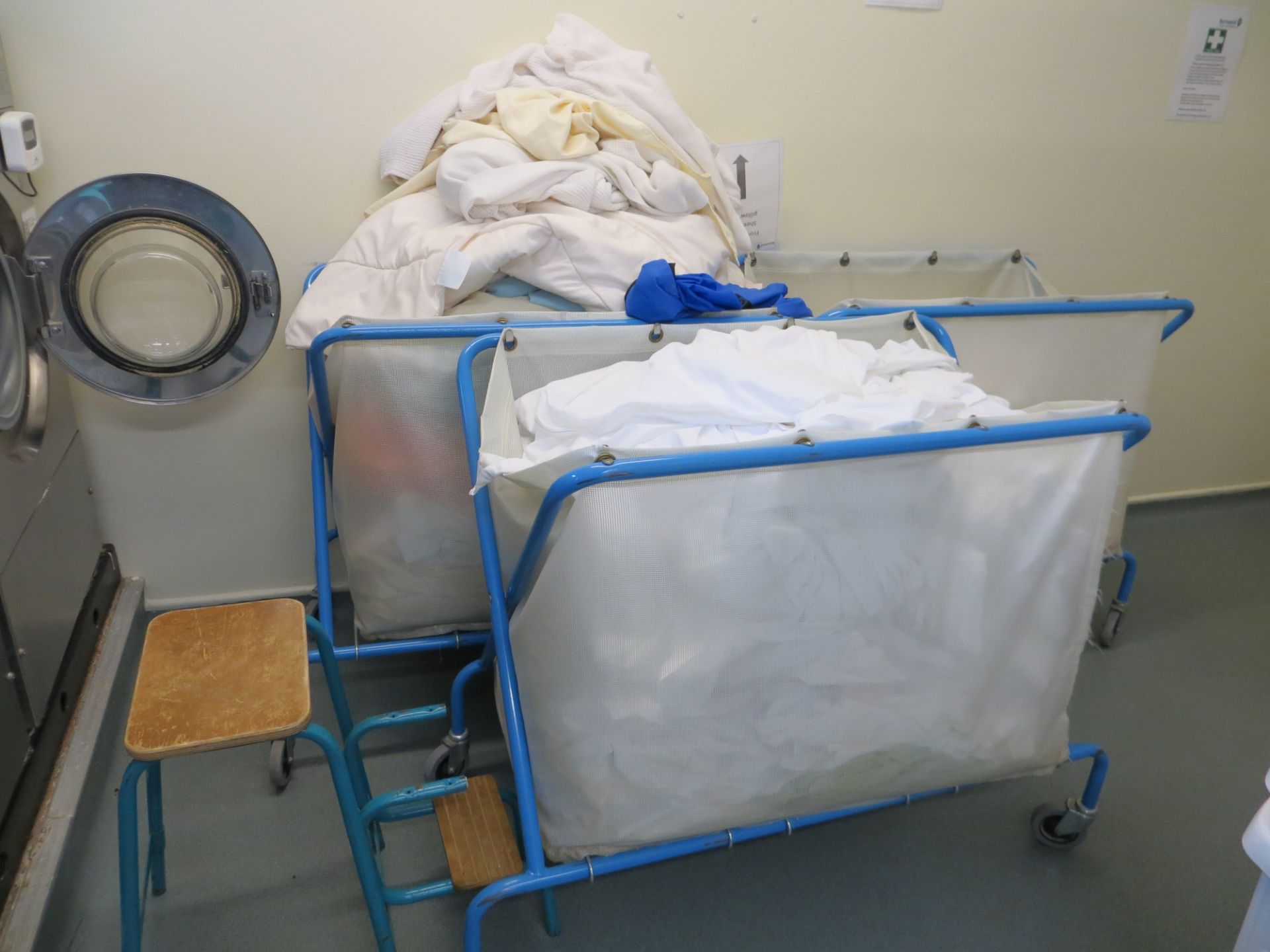 Contents of Laundry Room to include five mobile linen trollies, three mobile linen bins, one - Image 4 of 6