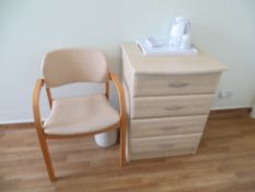 Contents of room Wisteria to include four drawer bedside cabinet, lockable bedside cabinet (no