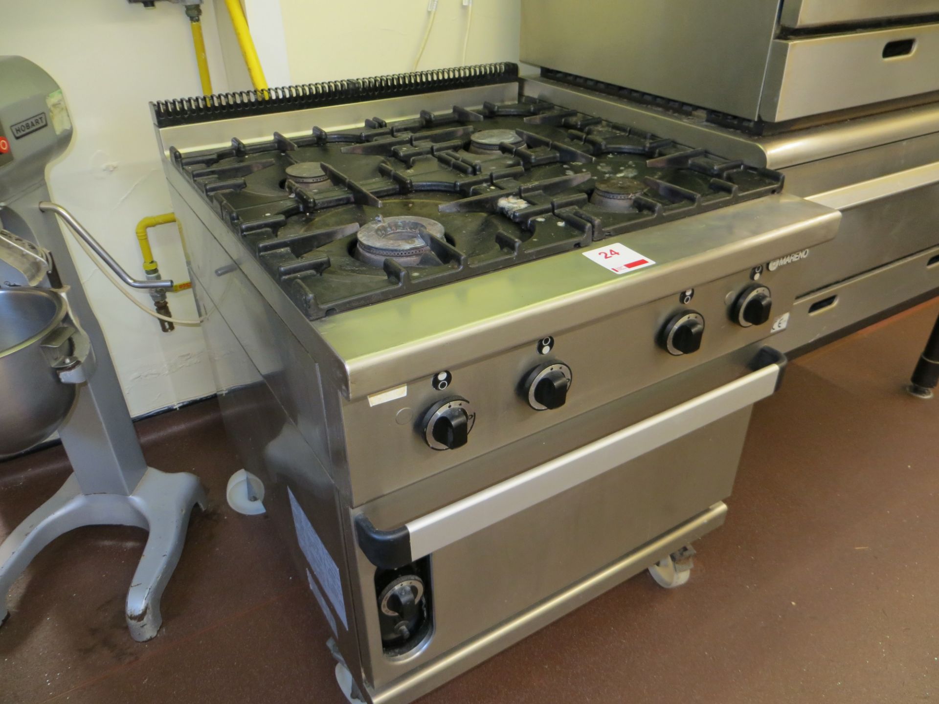 Mareno four section mobile stainless steel gas hob and oven. NB A work Method Statement and Risk