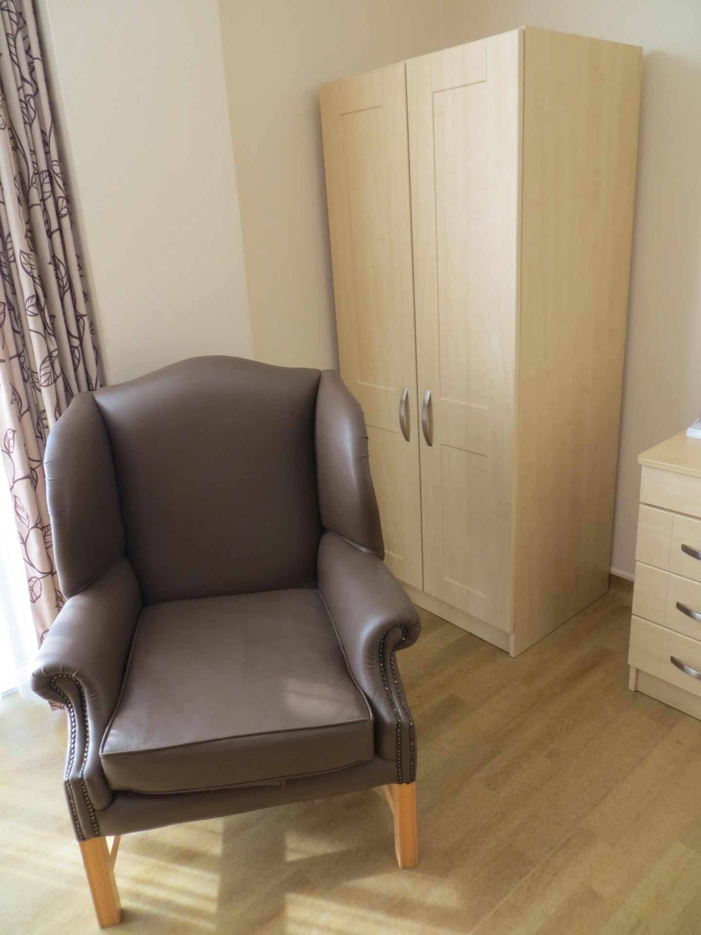 Contents of room Chestnut to include three drawer vanity table, wardrobe, two bedside cabinets, - Image 2 of 5