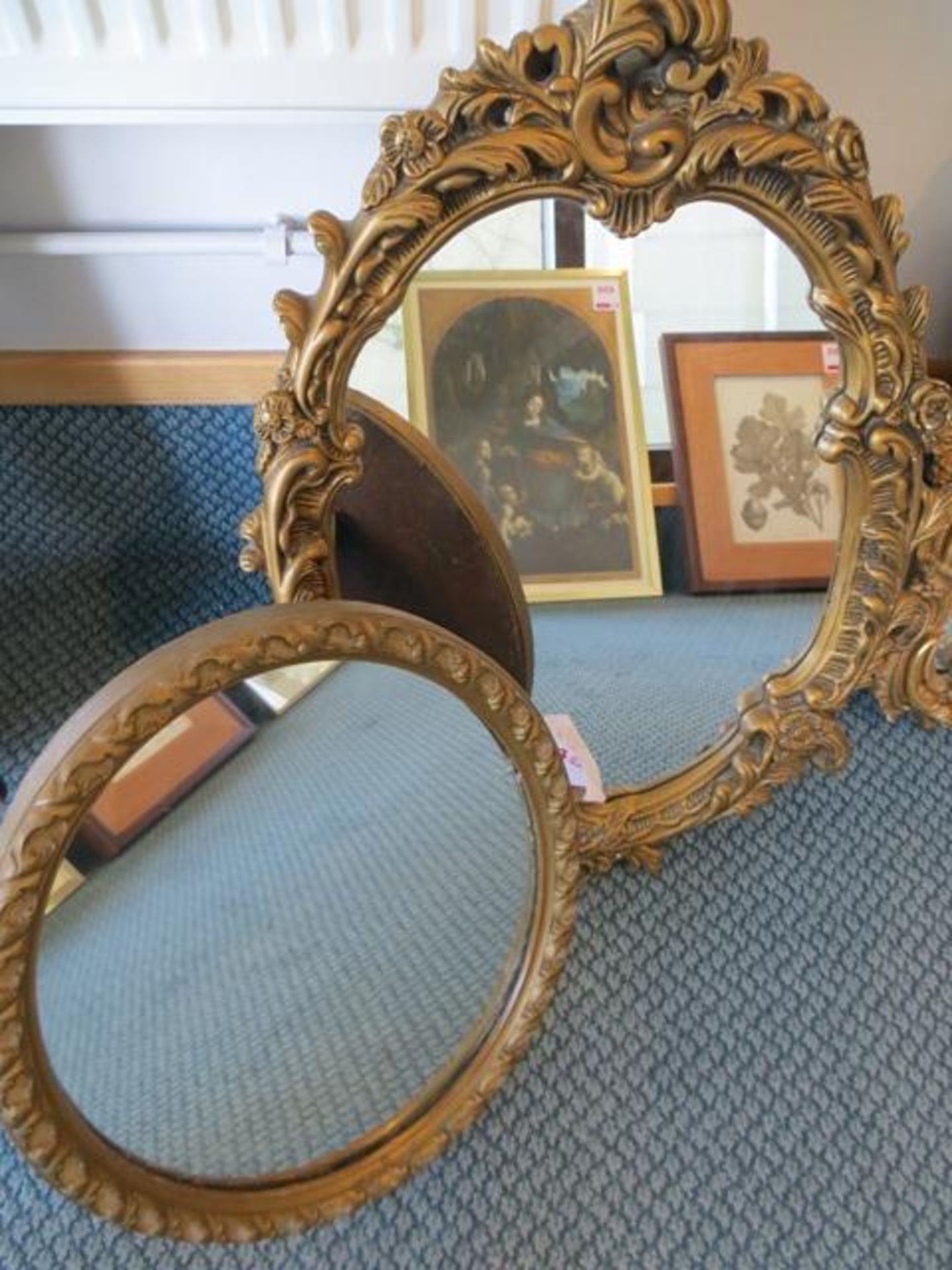 Two old style framed mirror