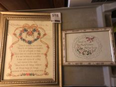 Two framed tapestries (one cracked glass)