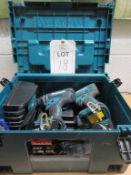 2 Makita DTD 152 drills/ drivers c/w 2 x 18v Lithium Ion batteries and DC18RC charger with carry box