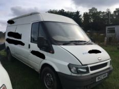 Ford Transit 350 LWB TD panel van, YOM: 2003, Reg: RK03 WVR, 196,900 mileage, MOT Expired: 17 August