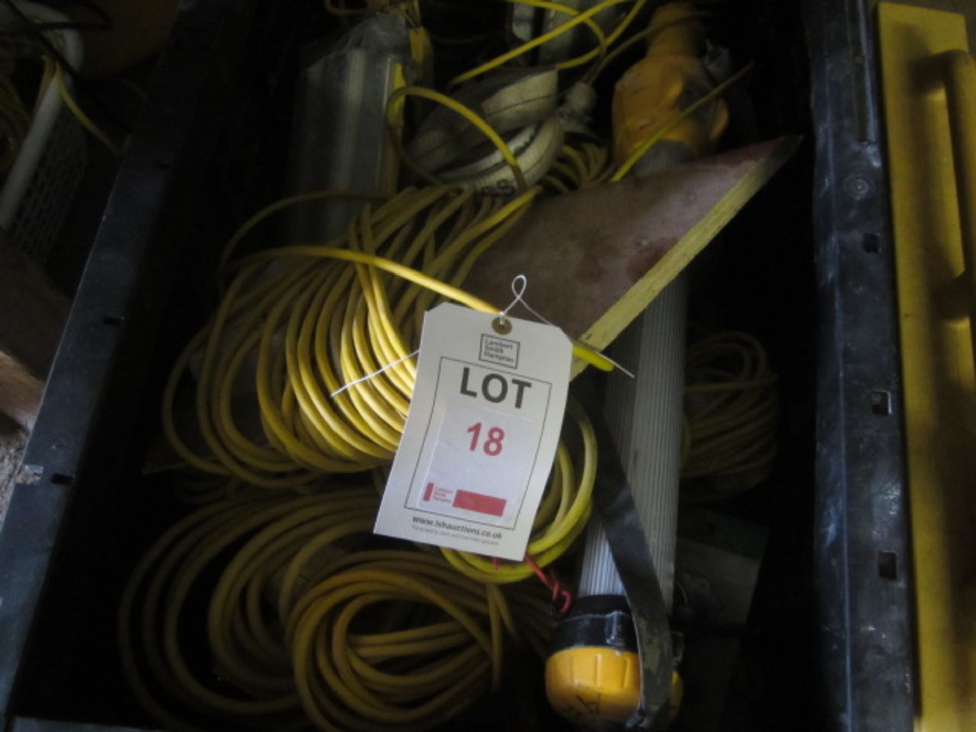 Assorted site lamps, 110v and quantity of assorted extension leads, 110v - Image 3 of 3