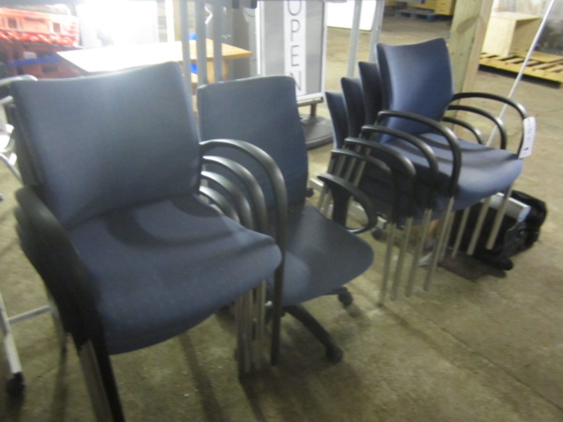 8 x upholstered meeting chairs with 1 x swivel arm chair - Image 2 of 2