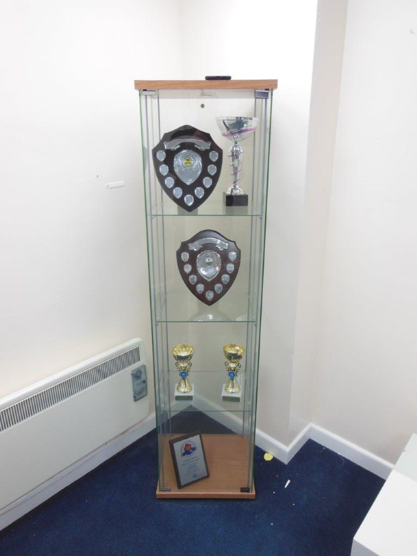 Contents of reception to include Metro Plan 120x90cm pin board, leaflet rack, 2 x 3-tier glass - Image 3 of 3