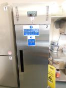 Polar G592-02 stainless steel upright refrigerator. Please note this item is located on the first