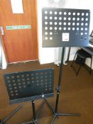 Pair of metal music stands. *(Lot located: Milverton Prep School, Park Street, Attleborough,