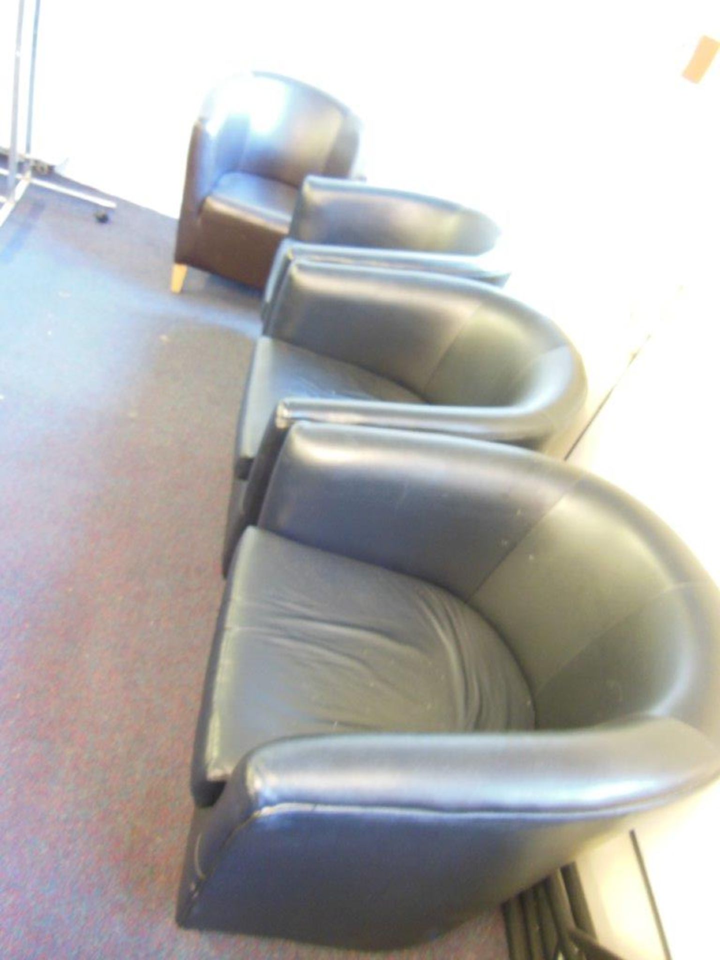 Remaining contents of room to include 3 black tub chairs, brown tub chair, pine dresser, 2 - Image 2 of 6