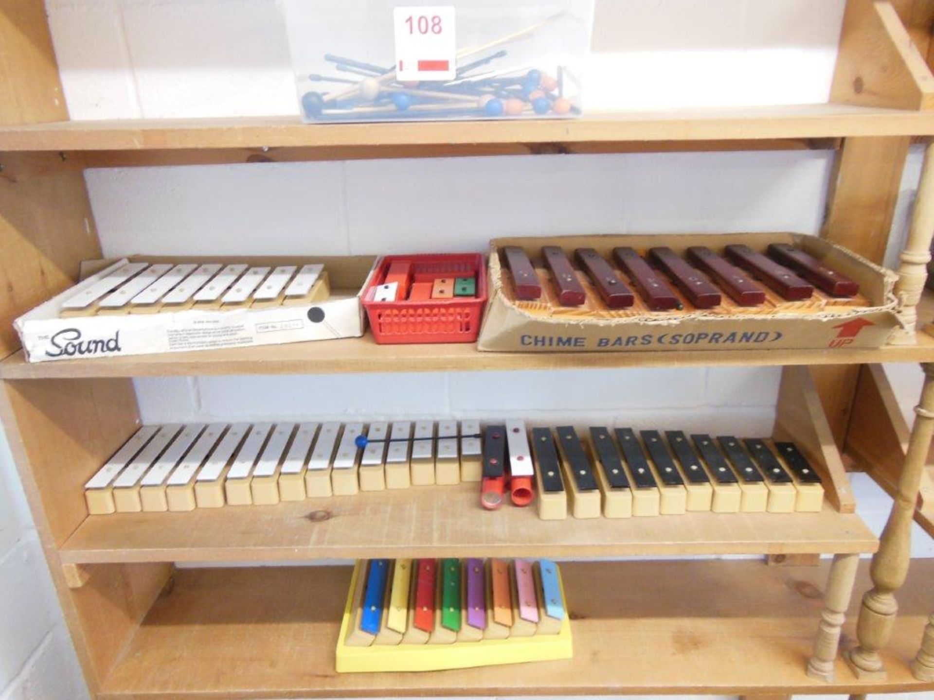 Quantity of Chime bars and metallophones c/w sticks. *(Lot located: Milverton Prep School, Park