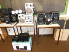 5 assorted hi-fi systems, pair of JBL speakers and a sound activated light set. *(Lot located: