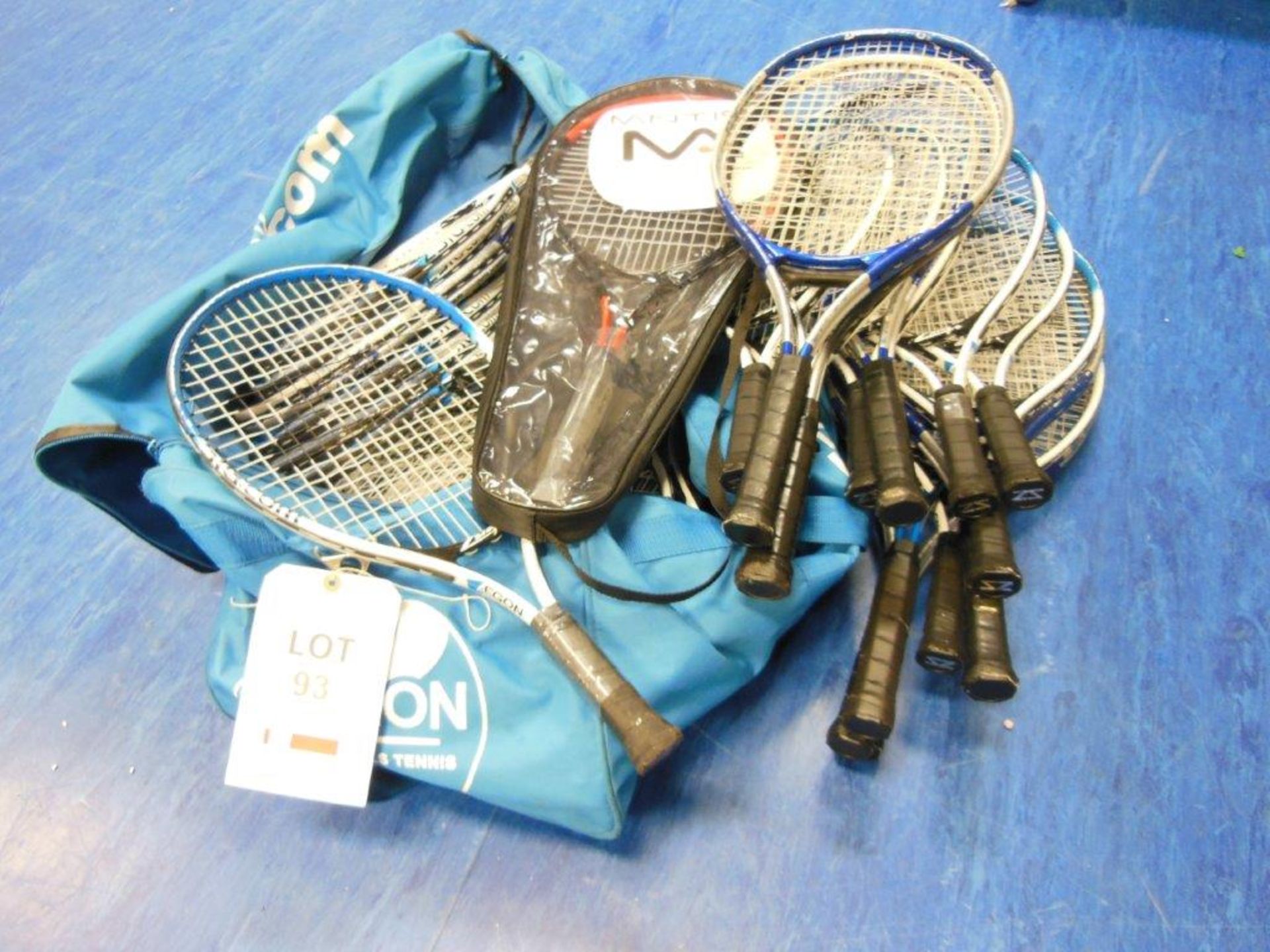 Quantity of children's Aegon and other tennis rackets and a holdall. *(Lot located: Milverton Prep