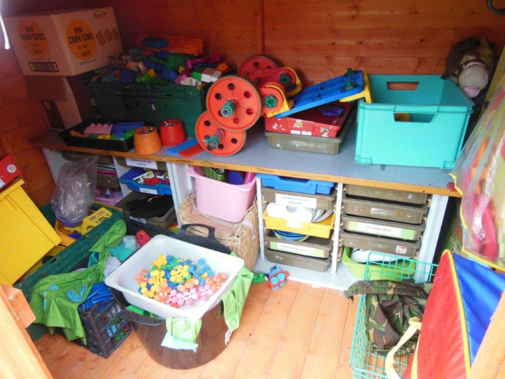 Timber shed and contents including toys and games, shed dimensions: 205x145x185cm to apex. *(Lot - Image 2 of 2