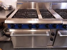 Blue Seal stainless steel electric cooking range incorporating single door, full width oven and