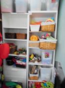 Contents of store cupboard including a quantity of toys and storage units. *(Lot located: