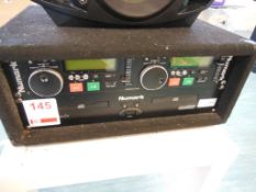 Numark CDN225 dual CD player mounted in travel case. *(Lot located: Milverton Prep School, Park