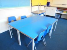 Remaining contents of Classroom to include 10 - 110x55cm laminated tables incorporating drawer tray,