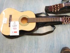 Acoustic guitar c/w case and pitch pipe. *(Lot located: Milverton Prep School, Park Street,